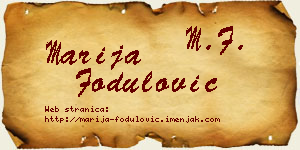 Marija Fodulović vizit kartica